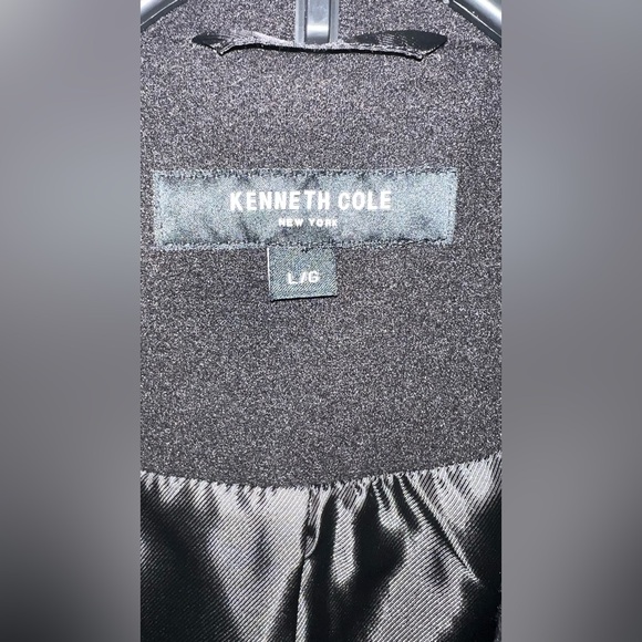 Kenneth Cole Black Notch Collar Single Breasted Womens Size L Fly Front Coat New - Picture 10 of 16